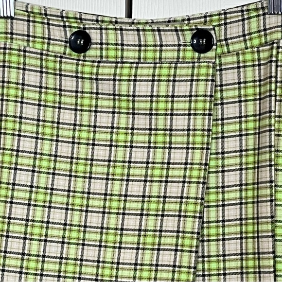 🛑SOLD🛑 ASOS Wrap Plaid Pleated Button Front Mini Skirt Size 14 - Picture 6 of 10